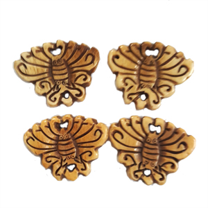 BONE BUTTERFLY 25X32MM ANTIQUE(4PCS/BAG)
